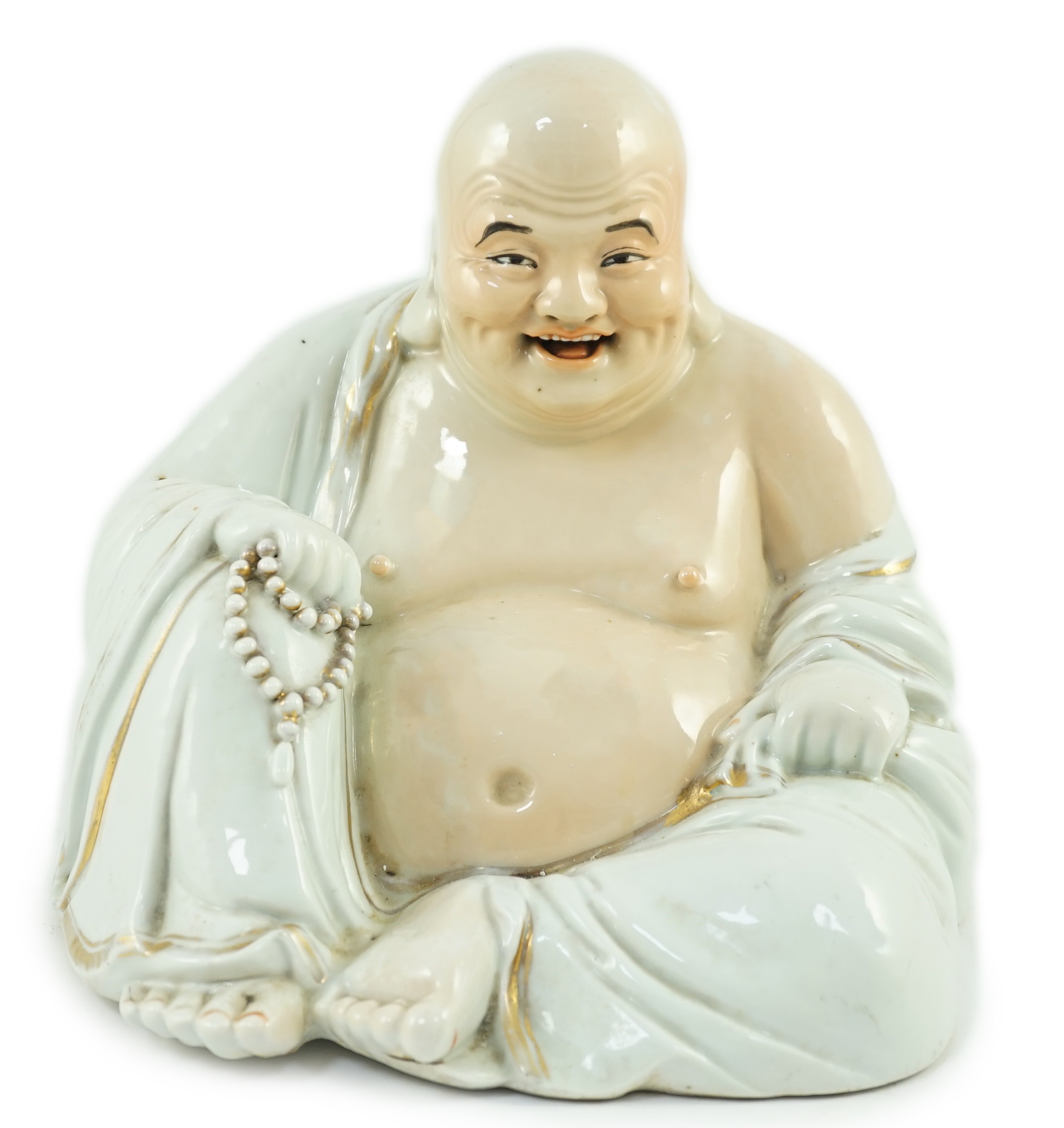 A large Chinese porcelain figure of Budai, Republic period, 25cms high